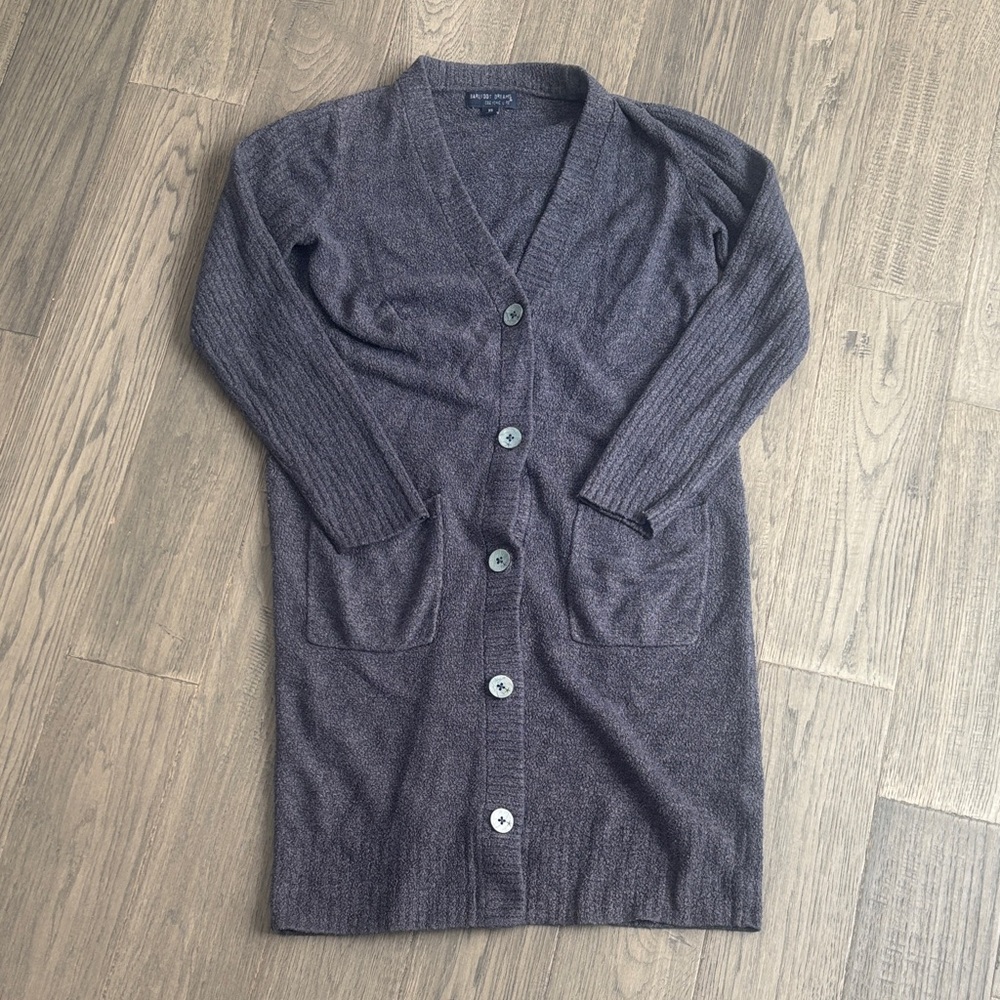 Barefoot Dreams | CozyChic Long Button Front Cardigan Sweater Grey XS